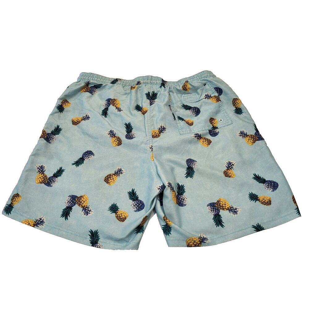 Old Navy Men's Large Swim Trunks Elastic Waist Light Blue Gold & Blue Pineapples - Picture 2 of 15